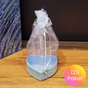 Mavi Kalpli Kutulu Tül Kese